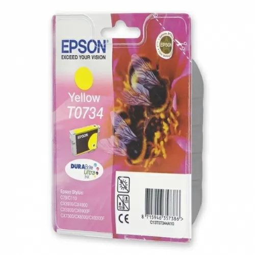 Картридж струйный Epson T0734, желтый, 370-500 стр., для Epson С79/СХ3900/4900/5900 (C13T10544A10)