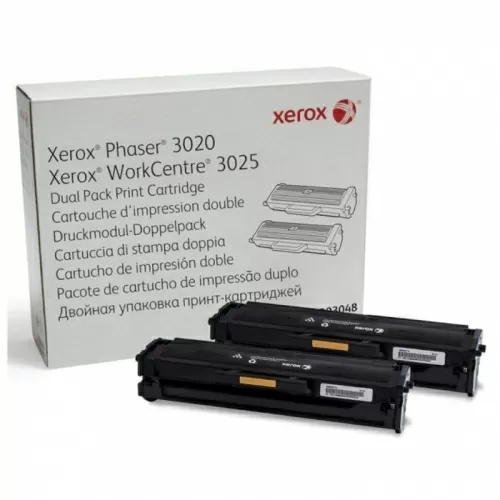 Тонер-картридж XEROX, черный, 1500 стр., упаковка 2 шт., для Phaser 3020/WC 3025 (106R03048)