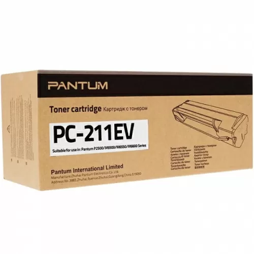 Тонер-картридж Pantum PC-211EV, черный, 1600 стр., для P2200/P2207/P2507/P2500W/M6500/M6550/M6607