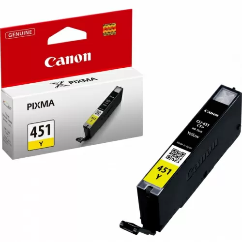 Картридж струйный Canon CLI-451Y, желтый, 344 страниц, для Pixma iP7240/MG6340/MG5440 (6526B001)