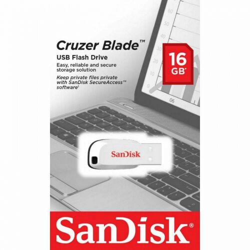 Флеш накопитель 16GB SanDisk CZ50 Cruzer Blade, USB 2.0, White (SDCZ50C-016G-B35W) фото 2