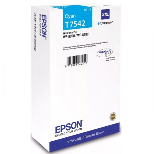 Картридж струйный EPSON T7542 голубой 7000 страниц для WF-8090/8590 (C13T754240)