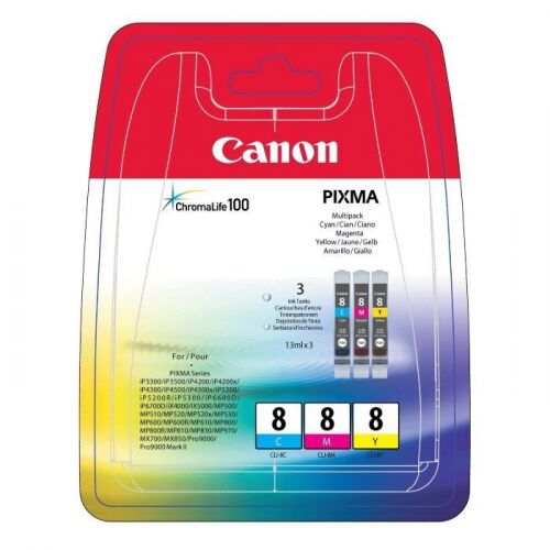 Картриджи комплект CANON CLI-8, голубой, пурпурный, желтый,640 страниц, для PIXMA 4200/5200 (0621B029)