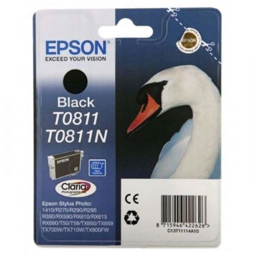 Картридж струйный Epson T0811, черный, 540 стр., для Epson R270/290/RX590 (C13T11114A10/C13T0811)