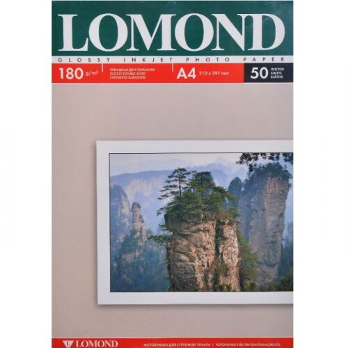 Фотобумага LOMOND двухсторонняя глянцевая/глянцевая, 180г/м2/ A4 /50л. для струйной печати (0102065)