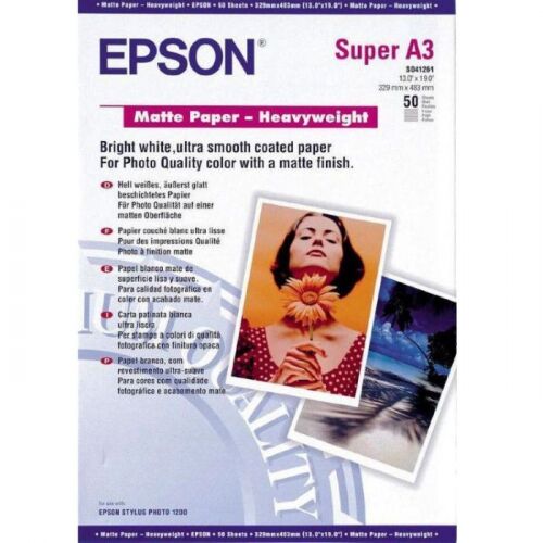 Фотобумага EPSON Матовая плотная A3/ 167г/м2/ 50л. для струйной печати (C13S041261)