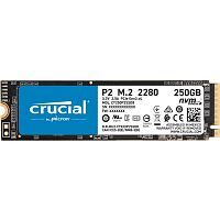 Твердотельный накопитель SSD 250GB Crucial P2, M.2 2280, PCIe Gen 3.0, NVMe,3D QLC NAND, R2100/W1150, 150 TBW (CT250P2SSD8)
