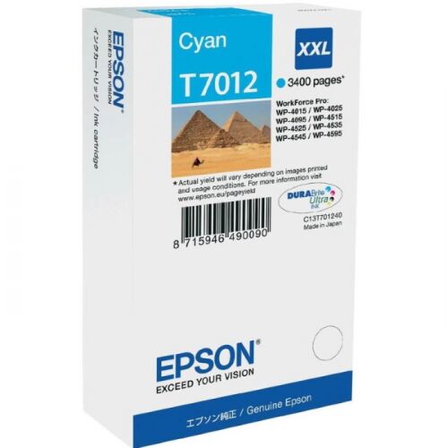 Картридж струйный EPSON T7012 голубой 3400 страниц для WP-4015/4095/4515/4595 (C13T70124010)