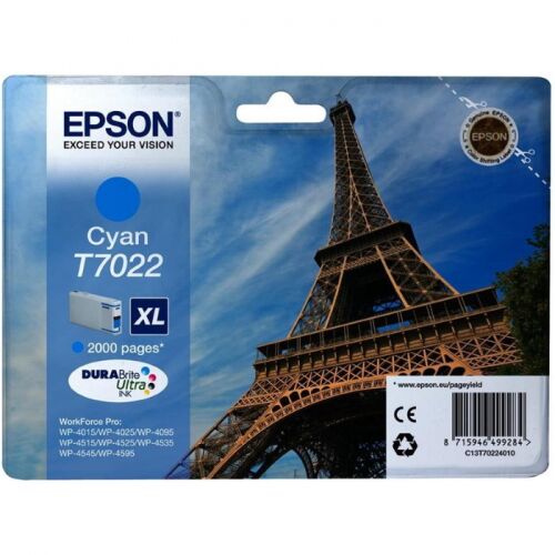 Картридж струйный EPSON T7022 голубой 2000 страниц для WP-4015/4095/4515/4595 (C13T70224010)
