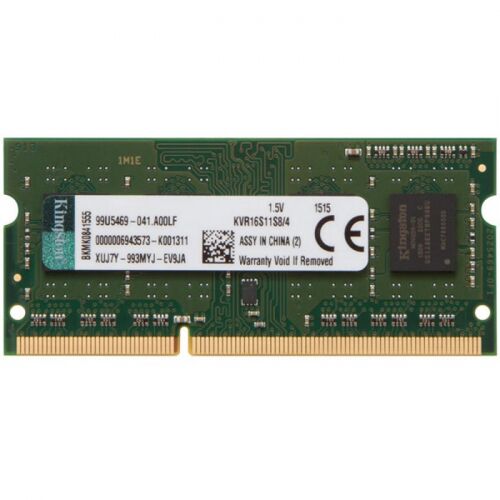 Модуль памяти Kingston KVR16S11S8/4, DDR3 4GB SODIMM 1600MHz, PC3-12800 Mb/s, CL11, SR X8, 1.5V (KVR16S11S8/4)