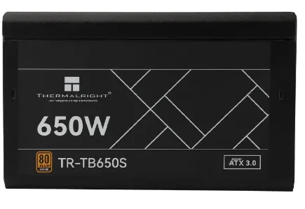 Блок питания Thermalright, 650W 80+ Bronze (TR-TB650S) Блок питания Thermalright, 650W 80+ Bronze (ATX, 3.0, Non-modular, 1x24(20+4)pin 550mm, 1xCPU*2 8(4+4)pin 600+150mm, 1xPCIe*2 8(6+2)pin 500+150mm, 1xSATA*3+MOLEX4pin*1 400+150+150+150mm, 1xSATA*2+MOLEX4pin*2 400+150+150+150mm, Ac (TR-TB650S)