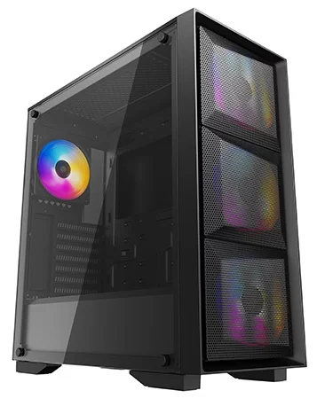 корпус Deepcool MATREXX 50 MESH 4FS без БП, боковое окно (закаленное стекло), 3xColor LED 120мм вентилятора спереди, 1xColor LED 120мм вентилятор сзади, черный, ATX (DP-ATX-MATREXX50-MESH-4FS)