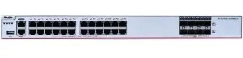 Ruijie 24 x 10/100/1000BASE-T, 8 x 1G/10G SFP+ ports, reserved expansion slots, 2 built-in fixed fans, 2 power module slots (at least 1 RG-PA150IB-F power modules needed) (RG-S5760C-24GT8XS-X)