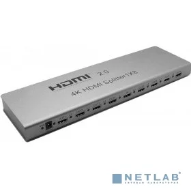 ORIENT HDMI 4K Splitter HSP0108H-2.0, 1->8, HDMI 2.0/ 3D, UHDTV 4K/ 60Hz (3840x2160)/ HDTV1080p, HDCP2.2, EDID управление, RS232 порт, IR вход, внешний БП 5В/ 3А, метал.корпус (30467)