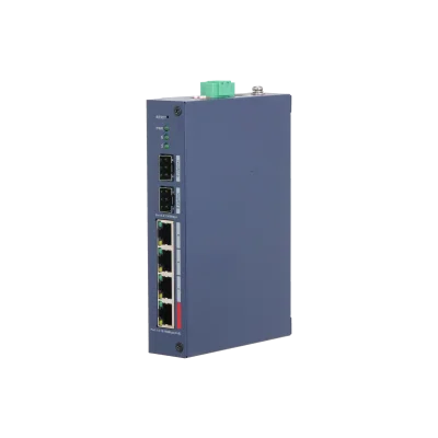 DAHUA DH-CHS4206-4ET-90 4-портовый PoE коммутатор урпавляемый 4 RJ45 10/100Мбит/с (PoE/PoE+/Hi-PoE), 2 SFP 1000Мбит/с (uplink); PoE: порт 1 до 90Вт IP30, IK06; монтаж на DIN-рейку