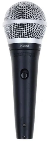 Микрофон проводной Shure PGA48-QTR-E 4.6м черный/серебристый