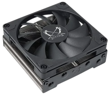 Кулер для процессора/ CPU Cooler Scythe Shuriken 3 (140W, 4-pin PWM, 39mm, Al/ Cu, 4x6mm, 1x92mm, 36.45CFM, 31.78dBA, 2500RPM, S: 1851/ 1700/ 1200/ 115X, AM5/ AM4, silver, black) (SCSK-3000)