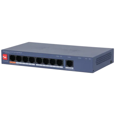 DAHUA DH-CS4009-8ET1GT-60 8-портовый PoE коммутатор облачный 8 RJ45 10/100Мбит/с (PoE/PoE+/Hi-PoE), 1 RJ45 10/100/1000Мбит/с (uplink); 60Вт