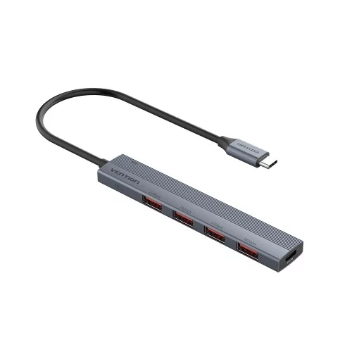 Концентратор Vention OTG USB 3.2 Gen 2 Type-C на 4 USB порта + USB-C PD Серый - 0.15м. (CKHHB)