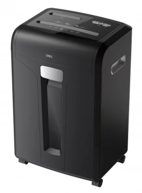 Шредер Deli E14400 черный (секр.P-4) фрагменты 16лист. 31лтр. скрепки скобы пл.карты CD