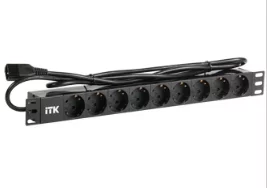 PDU 9 розеток DIN49440 (нем. cтанд.) 1U, шнур 2м вилка IEC 320 C14, алюминиевый профиль, черный (PH22-9D2)