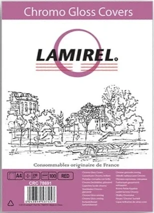 Обложки Lamirel Chromolux A4, картонные, глянцевые, цвет: красный, 230г/ м², 100шт (LA-78691)