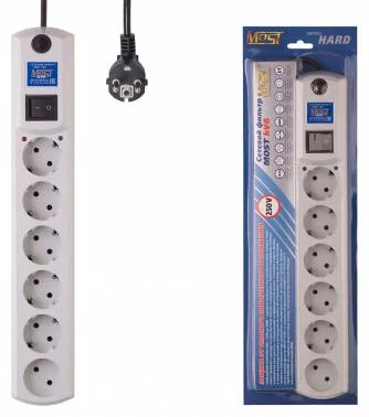 Сетевой фильтр Most HV6 2м (6 розеток) белый (коробка) (HV6 2М БЕЛ)