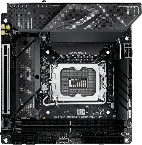 Материнская плата ASUS ROG STRIX B860-I GAMING WIFI, LGA1851, B860, 2*DDR5, 4*SATA, 2*M.2, 6*USB 3.2, Type-C, 1*PCIx16, DP+HDMI, mITX; 90MB1JB0-M0EAY0