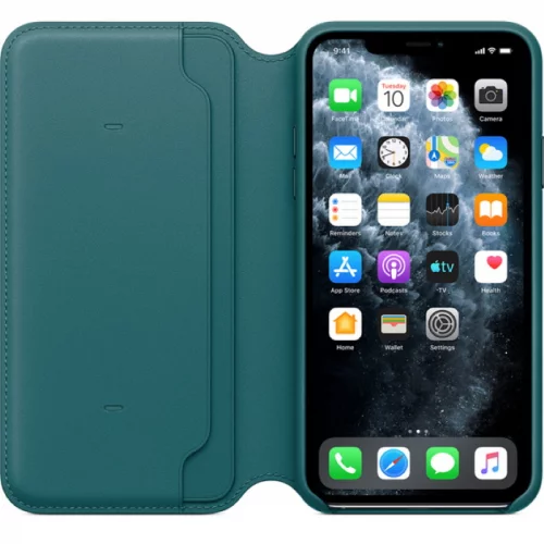 Чехол Apple для iPhone 11 Pro Max Leather Folio кожанный зеленый павлин (MY1Q2ZM/A) фото 3