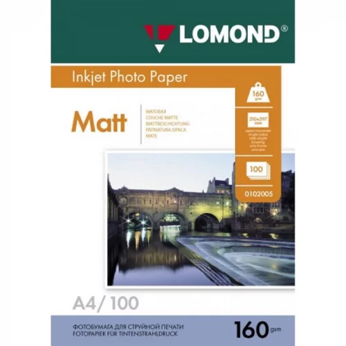 Фотобумага Lomond 0102005 A4/ 160г/ м2/ 100л./ белый матовое для струйной печати