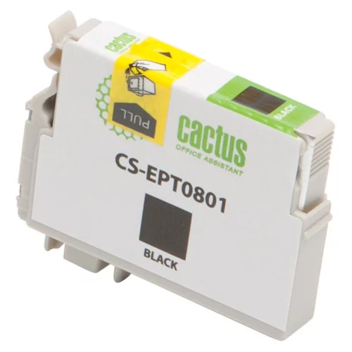Картридж струйный Cactus CS-EPT0801 T0801 черный (13.0мл) для Epson Stylus PhotoP50/PX650/PX660/PX700/PX700W/PX710/PX710W/PX720/PX720WD/PX800/PX800FW/PX810/PX810FW/PX820/PX820FWD/R265/R285/R360/RX560/RX585/RX685 с чипом