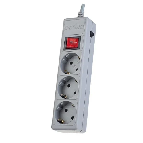 Perfeo Сетевой фильтр POWER+,PF_A4669 (5,0м, 3 розетки, серый (PF-PP-3/5,0-G))