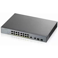 Коммутатор/ ZYXEL GS1350-18HP L2 PoE + switch for IP cameras, 16xGE PoE +, 2xCombo (SFP / RJ-45), PoE budget 250 W, power transmission distance up to 250 m, auto-reloading of PoE ports, increased protection against overv (GS1350-18HP-EU0101F)