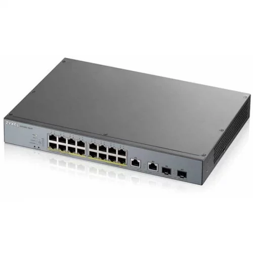 Коммутатор/ ZYXEL GS1350-18HP L2 PoE + switch for IP cameras, 16xGE PoE +, 2xCombo (SFP / RJ-45), PoE budget 250 W, power transmission distance up to 250 m, auto-reloading of PoE ports, increased protection against overv (GS1350-18HP-EU0101F)