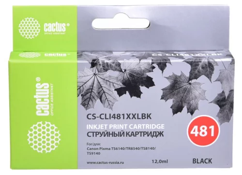Картридж струйный Cactus CS-CLI481XXLBK CLI-481XLBK черный (13мл) для Canon Pixma TR7540/TR8540/TS6140/TS8140 с чипом