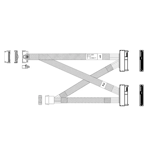 Кабель Amphenol RMC74-8986 Cable MCIO x8 74P (прямой) -TO- 2* U.2 (SFF-8639) , 85 Ohm, PCIe Gen 5, L:80cm