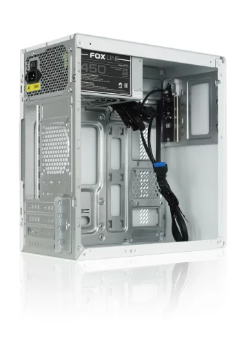 Корпус с блоком питания 450Вт./ Case Foxline FL-719W-FZ450R-U31, mATX case, white, w/PSU 450W 12cm, w/1xUSB2.0, w/1xUSB3.0, w/1xCombo Audio, w/pwr cord, w/o FAN фото 4