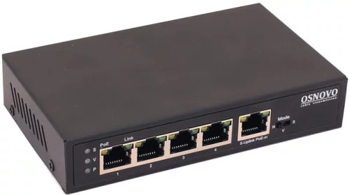 PoE Коммутатор/удлинитель OSNOVO SW-8050/D PoE Коммутатор/удлинитель Gigabit Ethernet на 5 портов c питанием по PoE. Расстояние передачи данных + PoE - 100м. Порты: 4 х GE (10/100/1000 Base-T) с поддержкой PoE, GE (10/100/1000