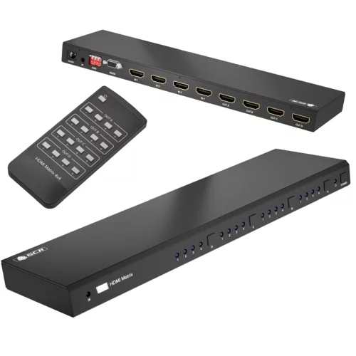 GCR Матричный переключатель HDMI, 4 устройства к 4 мониторам, 4K30Hz, HDCP 1.4, поддержка RS232, EDID (GCR-54673)