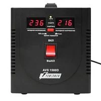 Стабилизатор POWERMAN AVS 1500D, черный, ступенчатый регулятор, цифровые индикаторы уровней напряжения, 1500ВА, 140-260В, максимальный в (POWERMAN AVS 1500D BLACK)