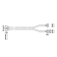Кабель JPC P732VGB10800-1 Cable MCIO x8 74P (STRAIGHT TYPE) -TO- 2*MCIO x4 38P (STRAIGHT TYPE) , L:80cm