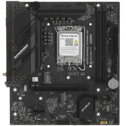 MAXSUN MS-B760M I-CAFE D4 (Socket 1700, mATX, 2*DDR4(64Gb), DP/HDMI, 2*SATA3, 3*M.2, 1*PCIEx16/1*PCIEx4, 6*USB 2.0, 2*USB 3.2 Gen1, LAN 1*2,5G, ARGB, black-red, RTL)