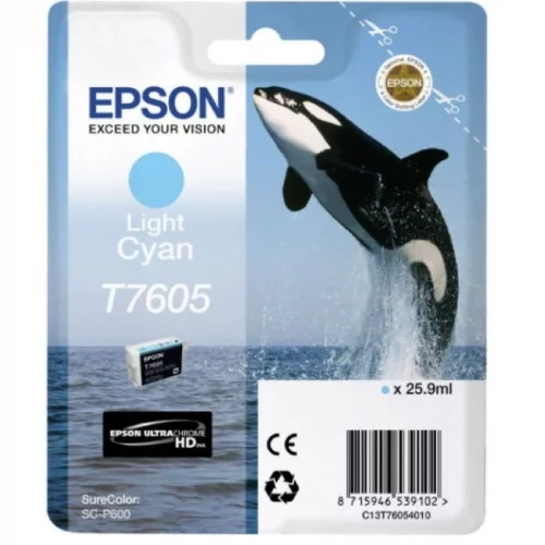 Картридж струйный Epson T7605 (C13T76054010) (C13T76054010) Картридж/ Epson SureColor SC-P600 Light Cya (C13T76054010)