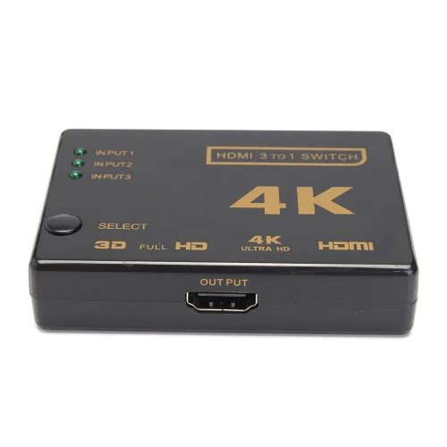 ORIENT HDMI 4K Switch HS0301H-IR 3->1, HDMI 1.4/ 3D, UHDTV 4K(3840x2160)/ HDTV1080p/ 1080i/ 720p, HDCP1.2, внешний ИК приемник, пульт ДУ, питание от HDMI, пл.корпус (30675)