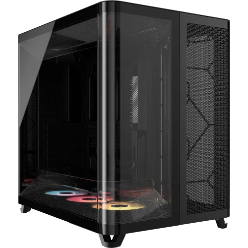 Корпус без блока питания/ Case Corsair AIR 5400 RS-R ARGB, Midi-Tower, TG, 3x120mm ARGB reverse fans, 2xUSB-A 3.2, 1xUSB 3.2 Type-C, E-ATX, ATX, mATX, mITX Black (CC-9011318-WW)
