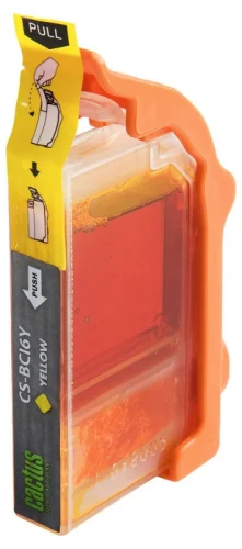 Картридж струйный Cactus CS-BCI6Y желтый (12мл) для Canon S800/S820/S900/S9000/i550/i560/i860/i865/i905D/i950S/i960x/i965/i990/i9100/i9950/JX500/MP750/MP760/iP600D/iP3000/iP600D/iP8500/BJC-8200 с чипом
