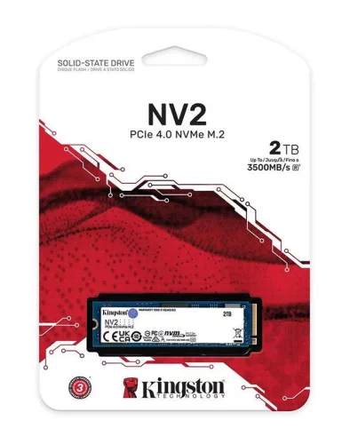 Твердотельный накопитель/ Kingston SSD NV2, 2000GB, M.2(22x80mm), NVMe, PCIe 4.0 x4, 3D TLC, R/W 3500/2800MB/s, TBW 640, DWPD 0.3 (12 мес) (SNV2S/2000G) фото 2