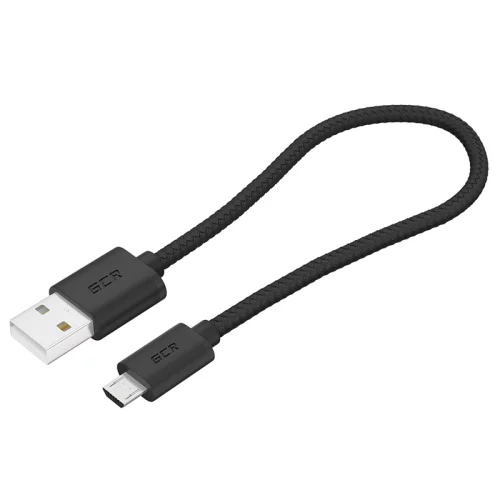 GCR Кабель 0.5m MicroUSB, быстрая зарядка, черный нейлон, GCR-54084