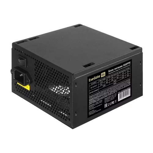 Exegate EX260644RUS Блок питания 650W Exegate 650PPE, ATX, black, APFC, 12cm, 24p+4p, PCI-E, 5*SATA, 3*IDE, FDD