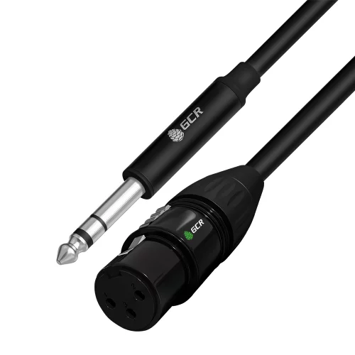 GCR Кабель 15.0m микрофонный stereo jack 6,35mm / XLR, M/F, черный, AL case черный, GCR-53442
